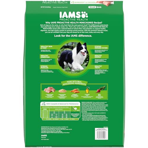 Iams Proactive Health Minichunks Adult Dry Dog Food with Real Chicken and Whole Grains, 15 lb. Bag