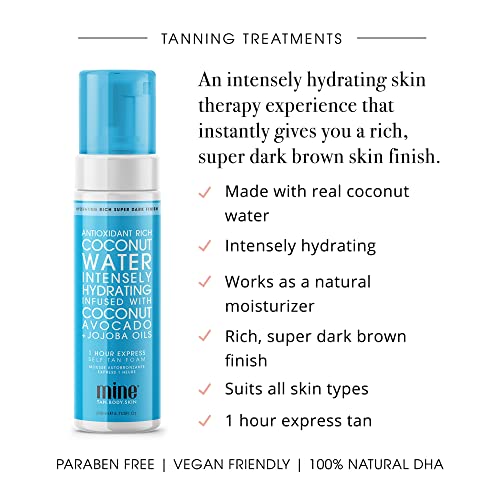 MineTan Coconut Water Based Self Tan Mousse | A Flawless, Streak-Free, Dark Brown Finish That Restores Skin Hydration, World's First Coconut Water Based Sunless Tanner, Vegan, Self Tan For Dry Skin