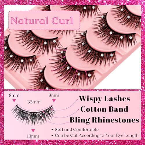 5 Pairs 13mm Dramatic 3D Cosplay Eyelashes with Rhinestones