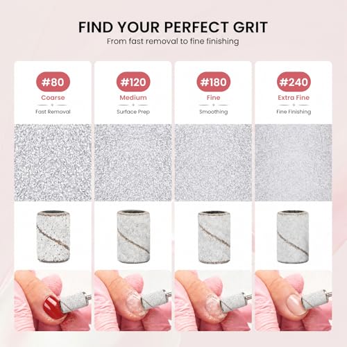 Lavinda 180 Grit Nail Sanding Bands - 100 Pack Drill Bits