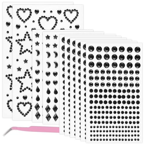 1620Pcs Self-Adhesive Face Gems Rhinestones Set with Tweezers