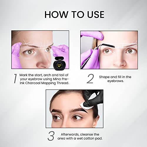 MINA ibrow Pre-Inked Microblading String for Eyebrow Mapping Bamboo Charcoal Thread Mess-Free Measuring Tool for Marking Symmetrical Eyebrows, White, 20M