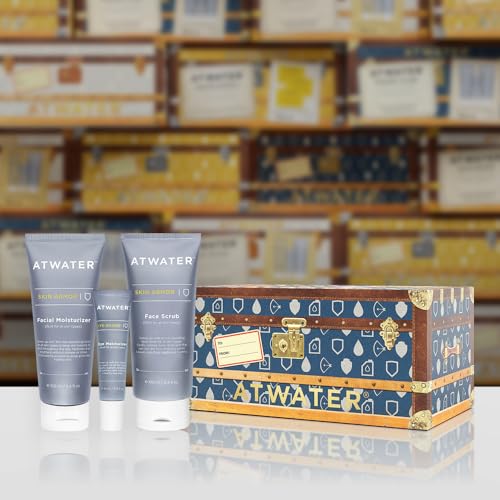 ATWATER Midnight Voyage Gift Set ? 3-Piece Men¡¯s Skincare Kit with Face Scrub, Eye Cream & Facial Moisturizer, Clean Skincare Set for Travel & Daily Hydration