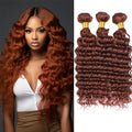 Reddish Brown Deep Wave Human Hair Bundles - 8 to 12 Inch