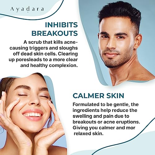 Exfoliating Acne Scrub, 4 fl oz(118 ml), Exfoliating Acne Face Wash, Natural Facial Scrub for Severe and Hormonal Acne, Facial Acne Scrub for Teens, Women, Men, and Adults, 120-Day Supply