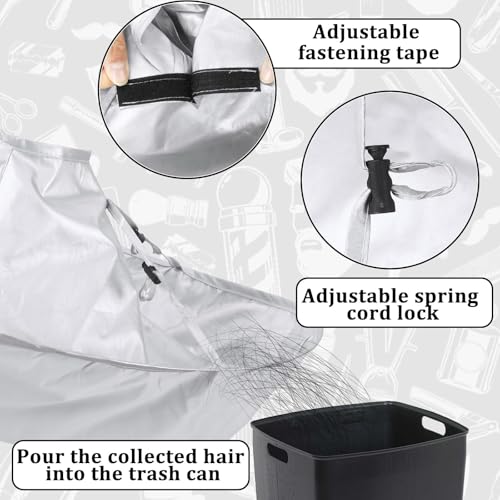 FEBSNOW Silver Haircut Cape Umbrella, Foldable Barber Cloak for Adults