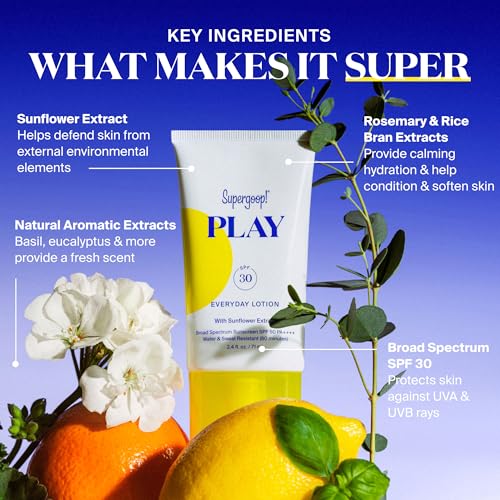 Supergoop! PLAY Everyday SPF 30 Lotion - 5.5 oz, Pack of 2 - Broad Spectrum Body & Face Sunscreen - Water & Sweat Resistant - Great for Active Days