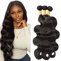 Natural Black Body Wave Human Hair Bundles - 24-28 Inch, 3 Pack
