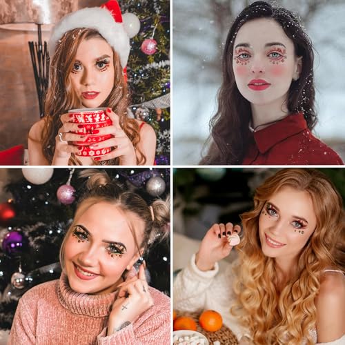 Christmas Eye Shadow Stickers - 12 Pairs Festive Temporary Tattoos
