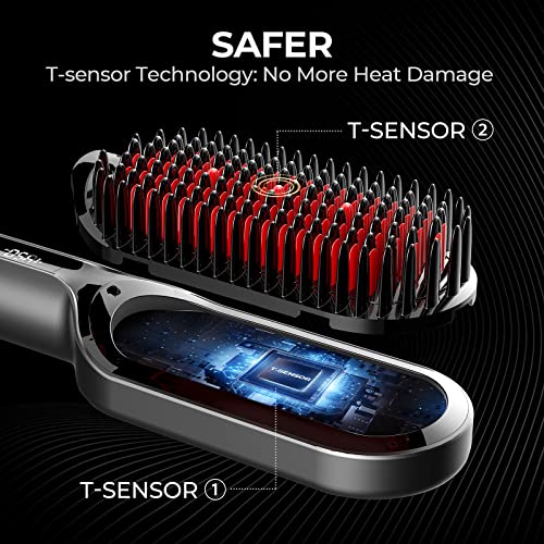 TYMO Ionic Hair Straightener Brush - 16 Temp Settings, Dual Voltage