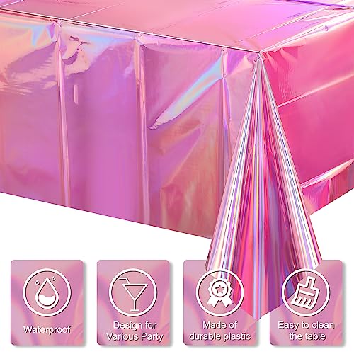 4-Pack Iridescent Pink Plastic Tablecloths 54x108