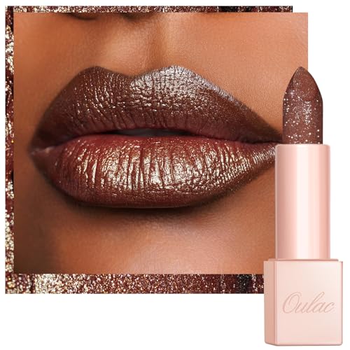 Oulac Shimmer Brown Lipstick - Diamond Sparkle High Shine