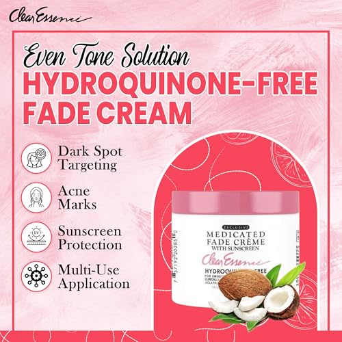 Clear Essence Exclusive Medicated Fade Creme With Sunscreen - Fade Cream For Dark Spots - Beauty Cream for Glowing Skin Complexion - Skin Care (4 Oz.)