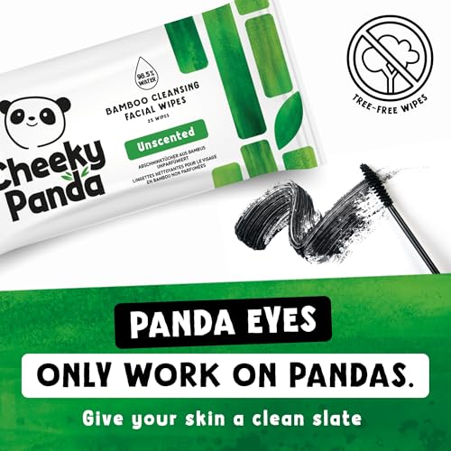 The Cheeky Panda Bamboo Face Cleanser Makeup Remover Wipes | 6 Packs of 25 Face Wipes | 99% Purified Water Wipes | Plant Based & Vegan Wet Wipes | Sustainable Alternative