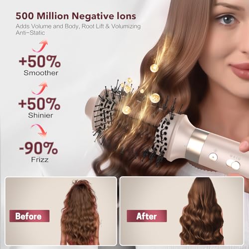 StyleVibe 6-in-1 Air Styler & Blow Dryer Brush with Auto-Wrap Curlers