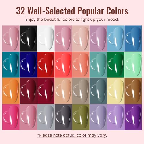 32 Colors Gel Nail Polish Kit with UV Lamp & Tools