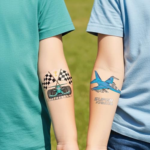 PapaKit 36 Pc Vehicle Temporary Tattoo Set - 18 Sheets