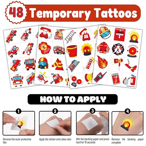 Firefighter Party Favors Set - 72 Pc with Balloons & Tattoos