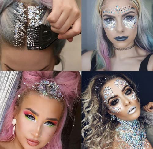 Holographic Silver Body Glitter. 15g Chunky Face Glitter, Hair Glitter, Eye Glitter and Body Glitter, Rave Glitter, Festival Accessories, Cosmetic Glitter Makeup. Loose Glitter Set