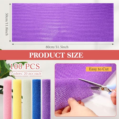 Sunnyray 100 Pcs African Net Sponge Bulk, Long Bath Sponge Net Exfoliating Shower Body Scrubber Back Scrubber Skin Smoother for Daily Home Use, Beauty Salons, Spa Clubs, Nail Salons(Fresh Colors)