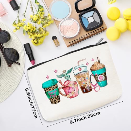 Nurse Cosmetic Bag Nurse Gifts Nurse Appreciation Coffee Lovers Makeup Bag Nurse Graduation Gift Nursing Student Essentials Accessories Nurse Practitioner Gifts for Women Nurses Week Birthday Gift