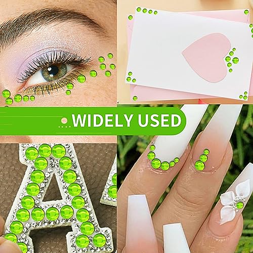 Christmas Green Face Gems Eye Jewels Rhinestones Crystals Stickers 3/4/5/6mm with Stickers for Body, Stick on Jewels Makeup Glue for Face Eye Hair Nails Make up and Craft Decor 3090PCS