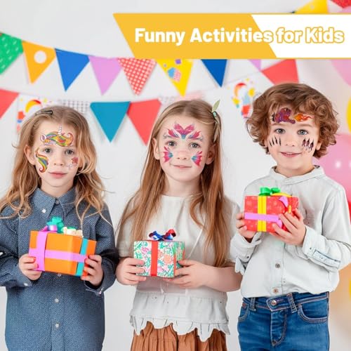 Partywind Temporary Face Tattoos for Kids, 24 Styles Waterproof