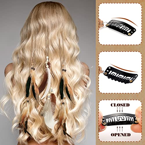 Bencailor 8 Pcs Feather Hair Clips Boho Handmade Extensions