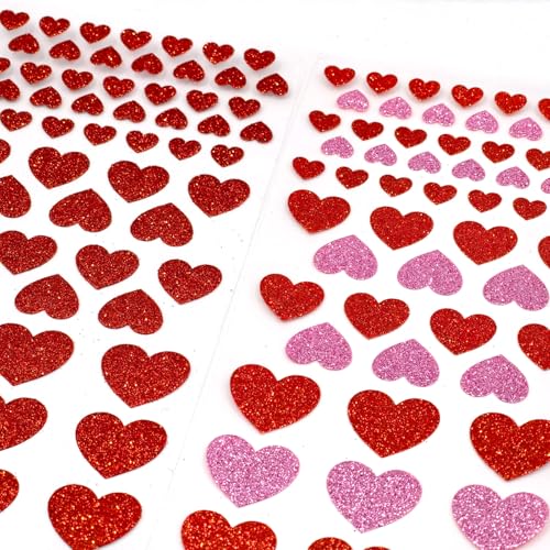 116 Pcs Valentine's Day Face Stickers Glitter Heart