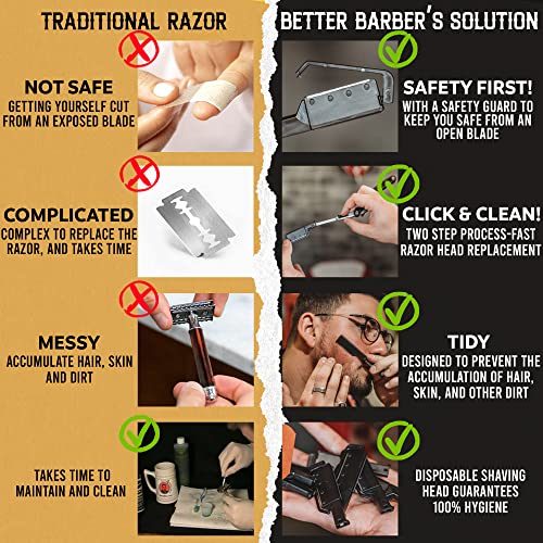 Professional Straight Edge Razors for Men-Premium Disposable Razor Kit for Shaving Hair/Beard-Men¡¯s Shave Kit Safety-Razor for Men (Refill blades pack, 80 Units)