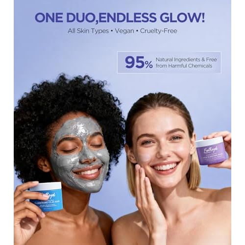 Glow-Boosting Face Masks Skincare Set ? Deep Detox Clay Mask for Clear Pores, Blackheads and Excess Oil, Hydrating Overnight Face Mask with 10% Hydrolyzed Collagen ? Spa-Like Facial Skin Care at Home