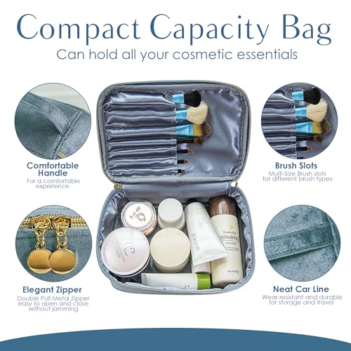 KOPY Velvet Makeup Bag - Large Travel Organizer with Handle