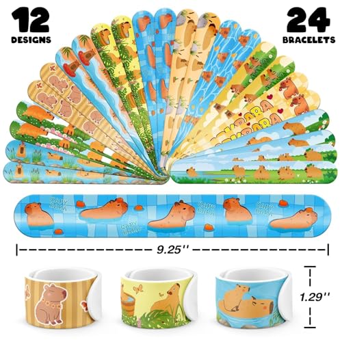 Capybara Party Favors Set - 60 Piece Kit with Slap Bracelets & Tattoos