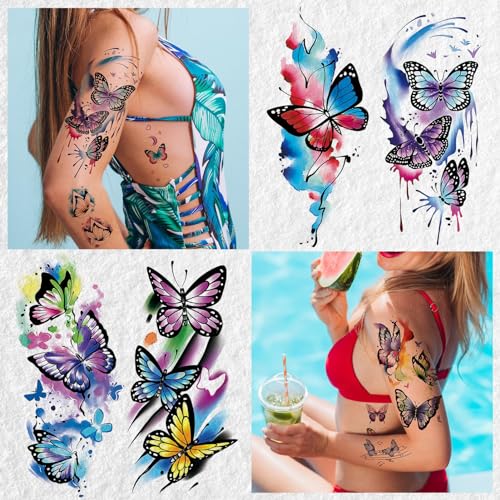 Cerlaza 79 Sheets 3D Butterfly Temporary Tattoos for Women