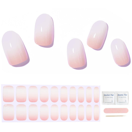 ACROIN Semi Cured Gel Nail Strips Nail Wraps 29 Stickers, Works with Nail Lamps, Salon-Quality, Long Lasting, Easy to Apply & Remove, Includes Cleaning Pad, Nail File, Wooden Stick - Pretty in Pink