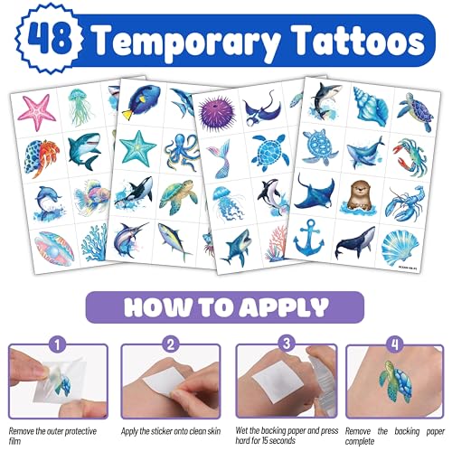 Ocean Party Favors Set - 48 Tattoos & 24 Punch Balloons