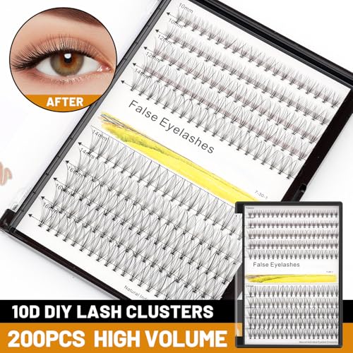 ¡æVayator 10-18mm Mixed Tray Mink Eyelash Extension Natural 3D Russian Volume Faux Eyelashes Individual 20D/30D/40D/50D To Choose 200pcs Clusters Lashes Makeup (10D-14+16mm Mixed)