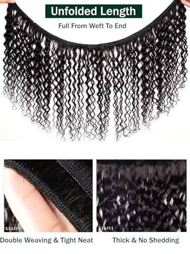 KLAIYI Water Wave Human Hair Bundles 18-22 Inch Natural Color Sew-In Extensions