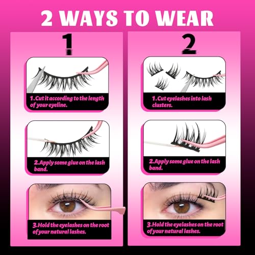 Veleasha Manga Eyelashes - Spiky Lash Clusters for Natural Look
