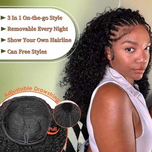 Half Wig Human Hair 18" Drawstring Glueless Wear & Go