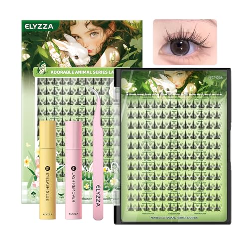 Lash Extension Kit LC Curl DIY Eyelash Extension Natural Look Faux Mink Lash Clusters With Bottom Lashes, 10-12mm Individual Lashes With Lash Remover & Glue for Self Use