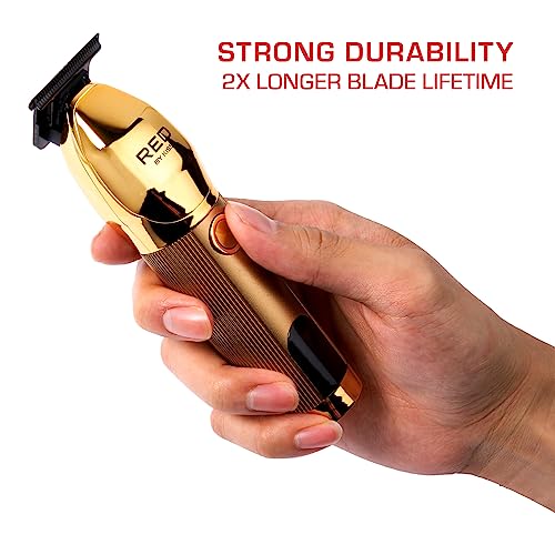 Red by Kiss Cordless Hair & Beard Trimmer for Men, Water-Proof Professional Rechargeable Hair Clipper, LCD Display Precision Blade Trimmer