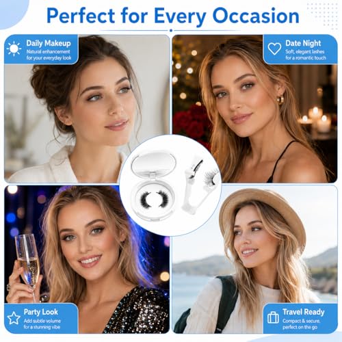 Magnetic Eyelashes Natural Look No Glue with Applicator