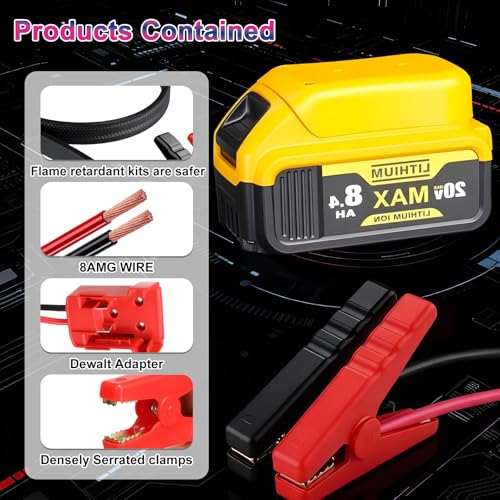 Dewalt 20V Battery Jumper Cable - 8AWG Silicone Wire