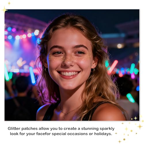 12Pc Gold Glitter Face Stickers - Waterproof Makeup Patches