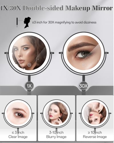 Lighted Magnifying Makeup Mirror 30X/1X with Rechargeable Battery