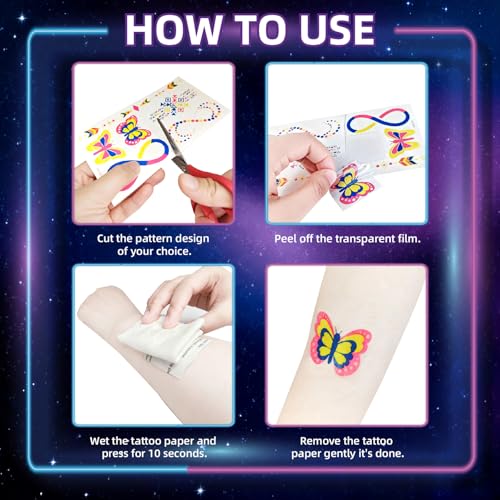 Neon Party Pack: 172 Glow Tattoos & 100 UV Balloons