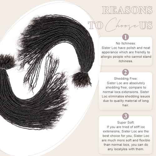 Originea Micro Locs Extesnions Human Hair 0.2cm Thickness Sisterlocks Curly Tips, Full Handmade Interlocking Permanent Soft Dreadlock Extensions Natural Looking Locs (1B# 0.2cm, 6 Inch 70 Strands)