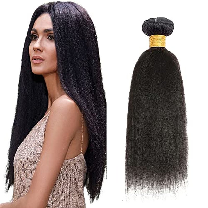 18 Inch Yaki Straight Human Hair Bundle - #1B Natural Black