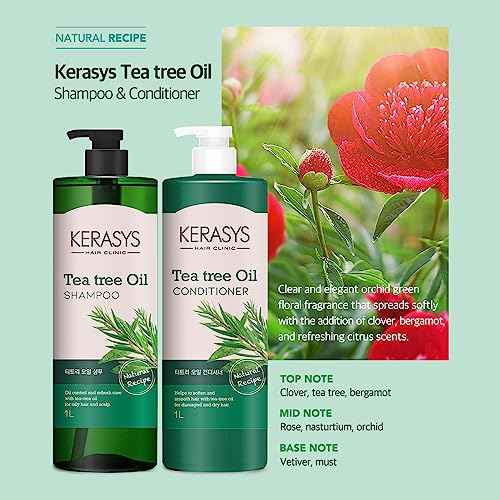 Kerasys Hair Clinic Tea Tree Oil 33.8 fl oz / 1L (Shampoo + Conditioner Set)